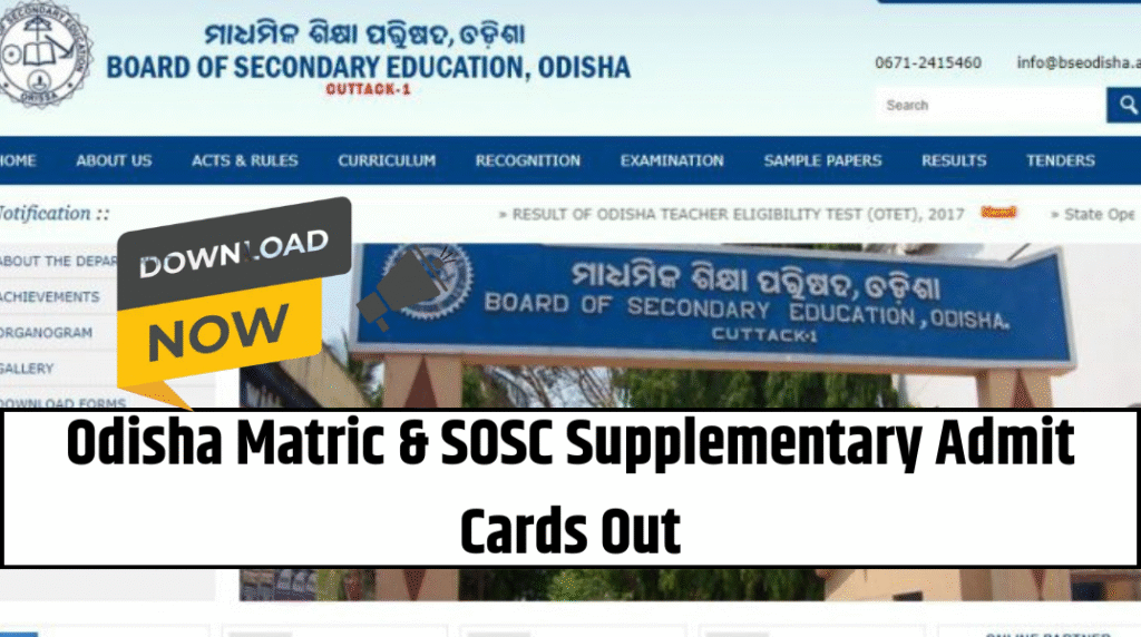 Download Now: Odisha Matric & SOSC Supplementary Admit Cards Out