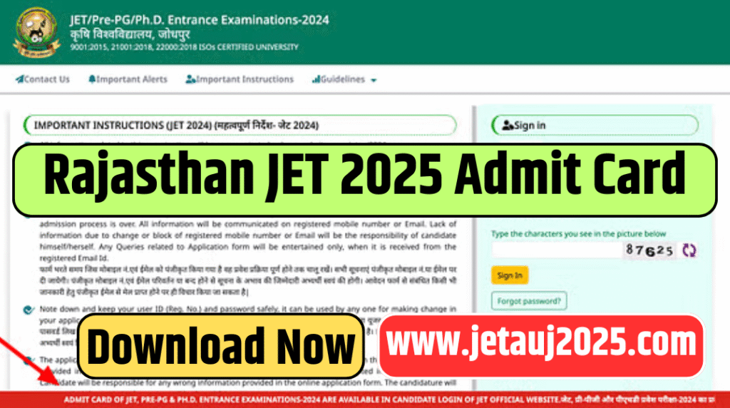 Rajasthan JET 2025 Admit Card Releases Today, June 24 — Download Now